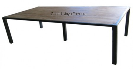 Code: SJDT 013 Name: Dining Table with Iron Legs Size:  W=180 x D=90  x H=78 cm  W=200 x D=100 x H=78 cm W=260 x D=100 x H=78 cm W=280 x D=100 x H=78 cm Thickness top = 3 cm Thickness leg = 10 cm Wood: Solid Teakwood